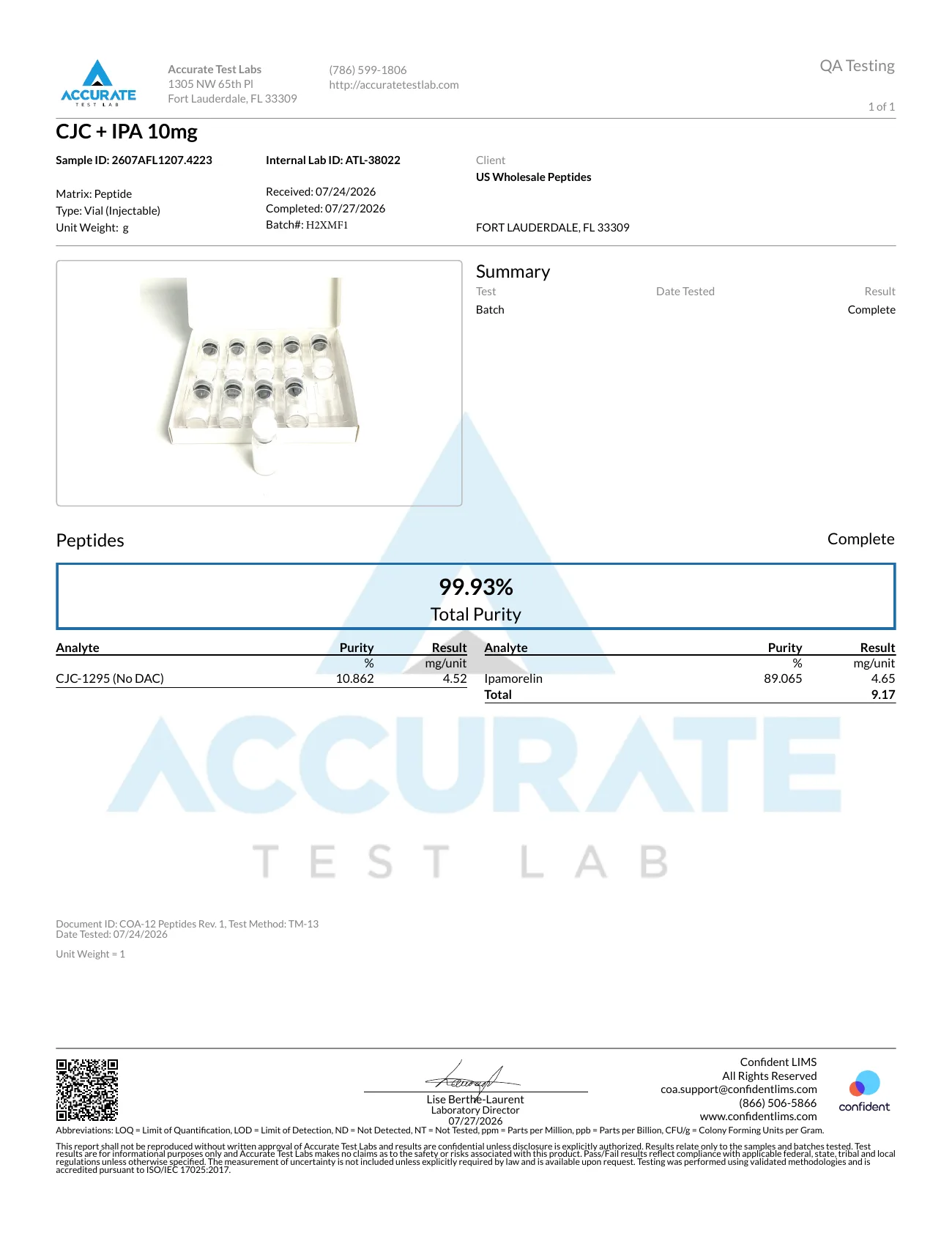 Certificate of Analysis